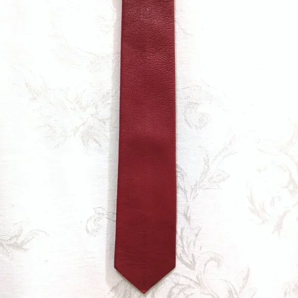 Vintage | Accessories | Vintage Red Leather Skinny Tie 9s